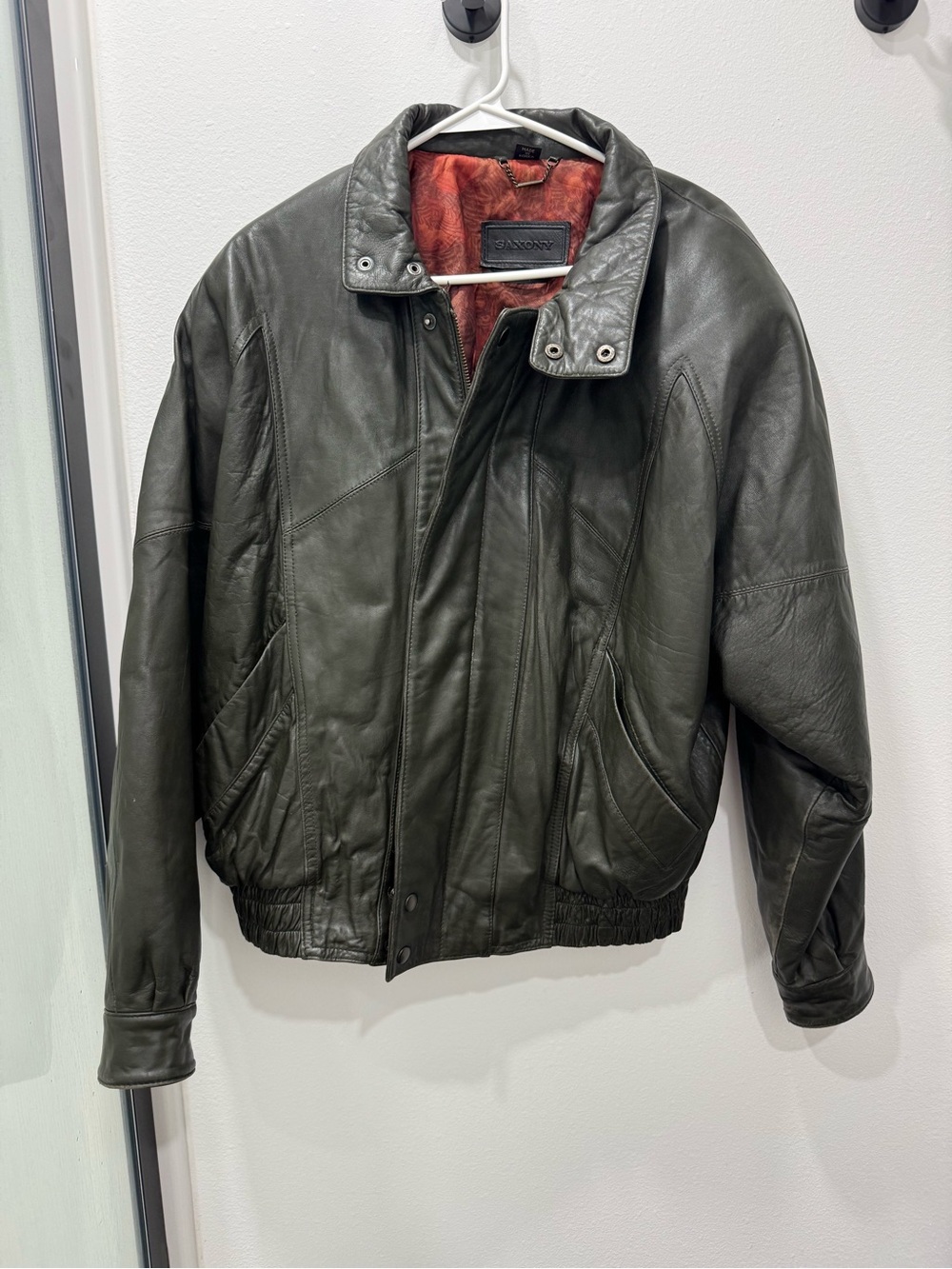 Vintage Saxony Genuine Leather Bomber Jacket Italian tanned leather